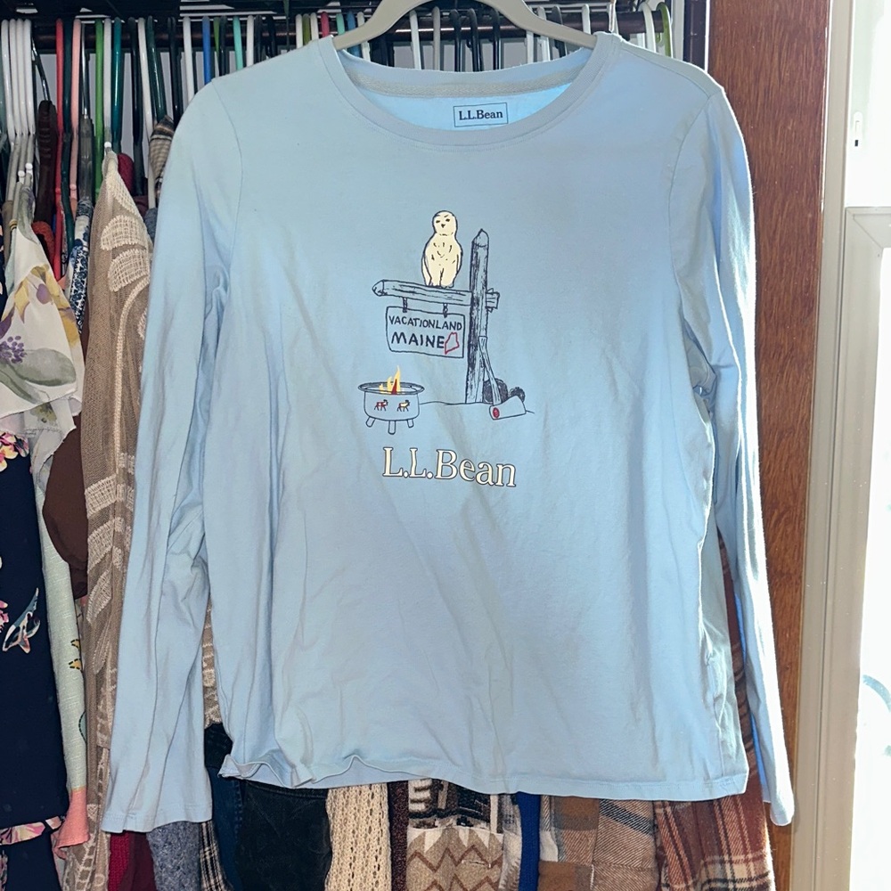 L.L. Bean Light Blue Maine Graphic Tee